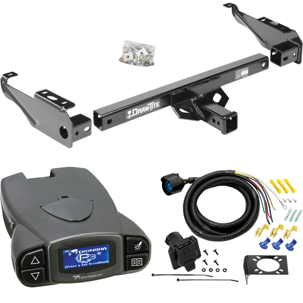 Fits 1980-1986 Ford F-250 Trailer Hitch Tow PKG w/ Tekonsha Prodigy P3 Brake Control + 7-Way RV Wiring (Excludes: w/Custom Fascia Models) By Draw-Tite