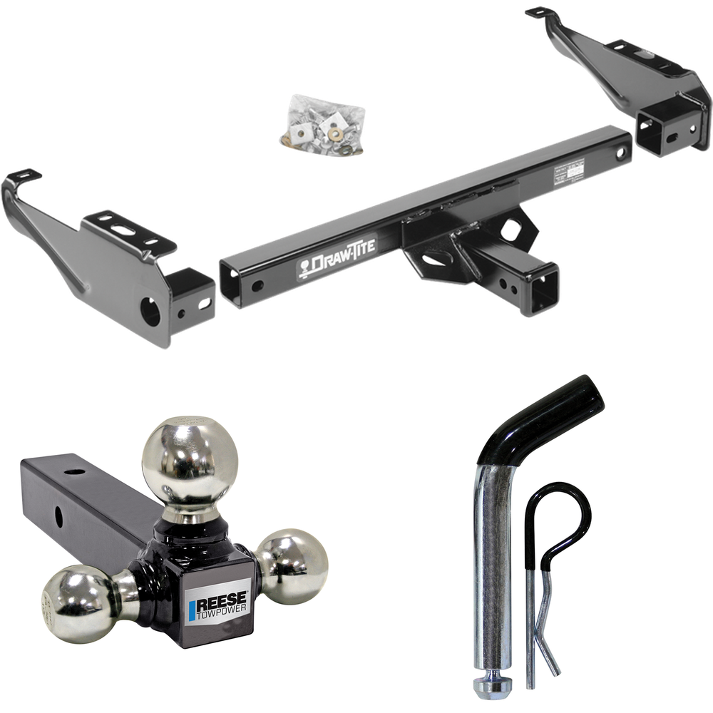 Fits 1988-2000 GMC C2500 Trailer Hitch Tow PKG w/ Triple Ball Ball Mount 1-7/8" & 2" & 2-5/16" Trailer Balls + Pin/Clip By Draw-Tite