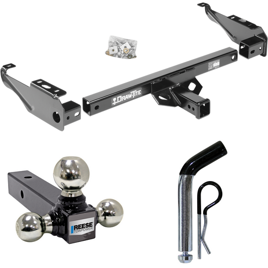 Fits 1988-2000 GMC C2500 Trailer Hitch Tow PKG w/ Triple Ball Ball Mount 1-7/8" & 2" & 2-5/16" Trailer Balls + Pin/Clip By Draw-Tite