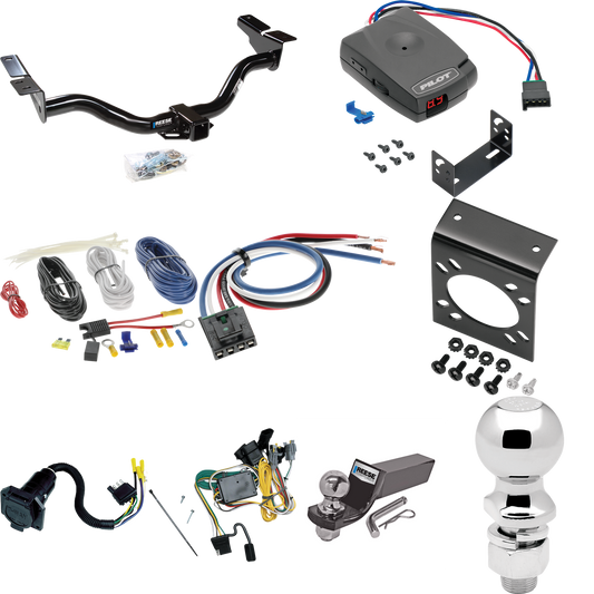 Se adapta al paquete de enganche de remolque Ford Escape 2001-2003 con control de freno piloto serie Pro + adaptador de cableado BC genérico + cableado RV de 7 vías + soporte de bola y caída de 2" y 2-5/16" de Reese Towpower