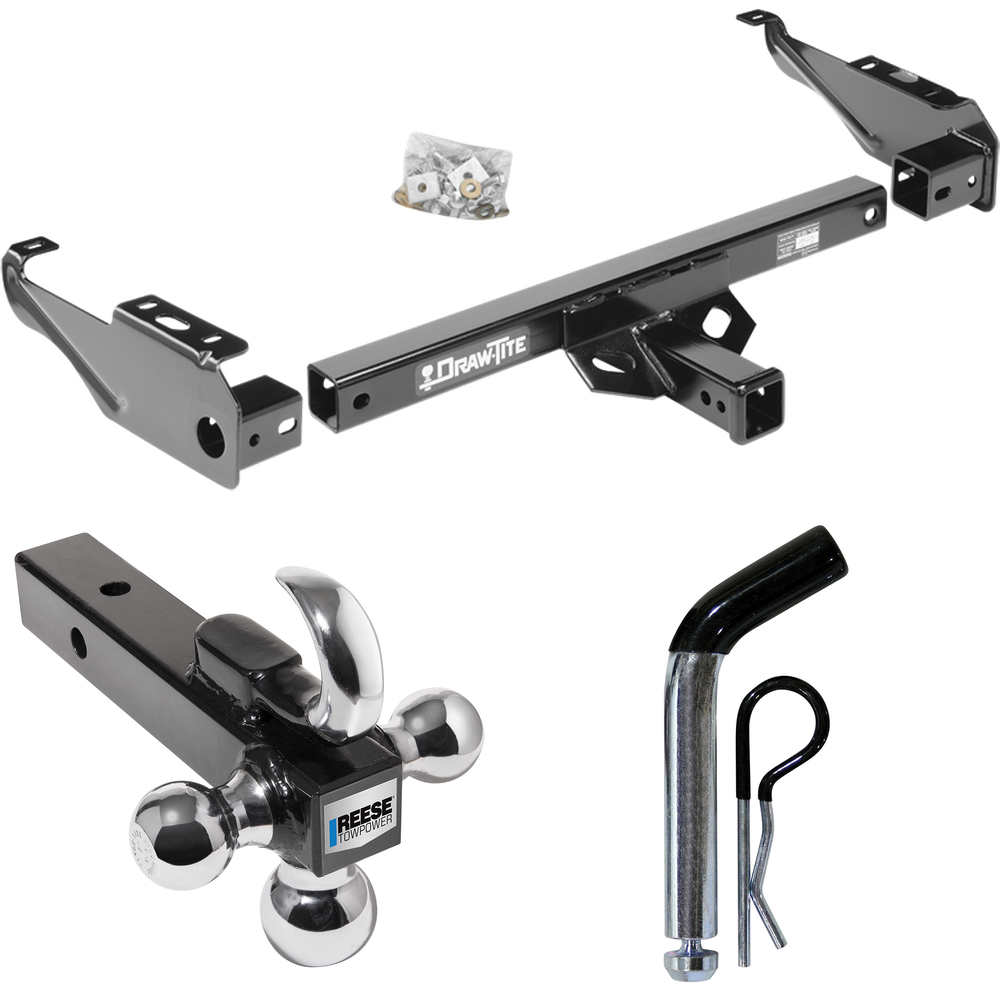 Fits 1994-2002 Dodge Ram 3500 Trailer Hitch Tow PKG w/ Triple Ball Ball Mount 1-7/8" & 2" & 2-5/16" Trailer Balls w/ Tow Hook + Pin/Clip By Draw-Tite