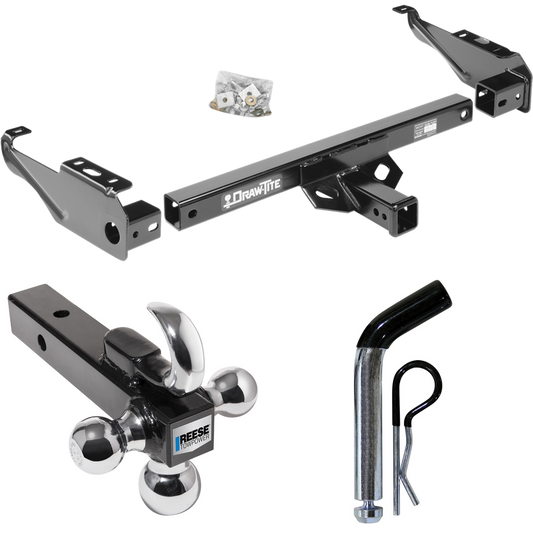 Fits 1994-2002 Dodge Ram 3500 Trailer Hitch Tow PKG w/ Triple Ball Ball Mount 1-7/8" & 2" & 2-5/16" Trailer Balls w/ Tow Hook + Pin/Clip By Draw-Tite