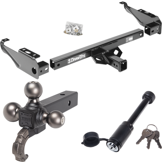 Fits 1997-1997 Ford F-250 HD Trailer Hitch Tow PKG + Tactical Triple Ball Ball Mount 1-7/8" & 2" & 2-5/16" Balls & Tow Hook + Tactical Dogbone Lock By Draw-Tite