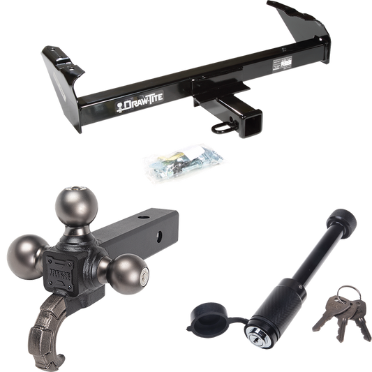 Fits 1971-1973 International 1210 Trailer Hitch Tow PKG + Triple Ball Tactical Ball Mount 1-7/8" & 2" & 2-5/16" Balls w/ Tow Hook + Tactical Dogbone Lock By Draw-Tite