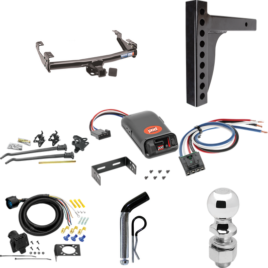 Fits 1973-1993 Ford F-350 Trailer Hitch Tow PKG w/ 12K Trunnion Bar Weight Distribution Hitch + Pin/Clip + 2-5/16" Ball + Pro Series POD Brake Control + Generic BC Wiring Adapter + 7-Way RV Wiring By Reese Towpower