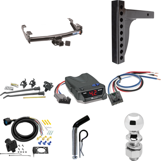 Fits 1988-2000 Chevrolet C15 Trailer Hitch Tow PKG w/ 12K Trunnion Bar Weight Distribution Hitch + Pin/Clip + 2-5/16" Ball + Tekonsha BRAKE-EVN Brake Control + Generic BC Wiring Adapter + 7-Way RV Wiring (For 2 Dr. Regular & Extended Cabs w/8 ft. Bed