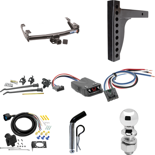 Fits 1988-2000 GMC C3500 Trailer Hitch Tow PKG w/ 12K Trunnion Bar Weight Distribution Hitch + Pin/Clip + 2-5/16" Ball + Tekonsha Brakeman IV Brake Control + Generic BC Wiring Adapter + 7-Way RV Wiring (For 2 Dr. Regular & Extended Cabs w/8 ft. Bed M