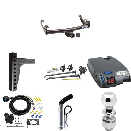 Fits 1988-1999 GMC K1500 Trailer Hitch Tow PKG w/ 12K Trunnion Bar Weight Distribution Hitch + Pin/Clip + 2-5/16" Ball + Tekonsha Primus IQ Brake Control + 7-Way RV Wiring (For 2 Dr. Regular & Extended Cabs w/8 ft. Bed Models) By Reese Towpower