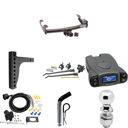 Fits 1992-2000 Chevrolet C3500 Trailer Hitch Tow PKG w/ 12K Trunnion Bar Weight Distribution Hitch + Pin/Clip + 2-5/16" Ball + Tekonsha Prodigy P3 Brake Control + 7-Way RV Wiring (For 4 Dr. Crew Cab w/8 ft. Bed Models) By Reese Towpower