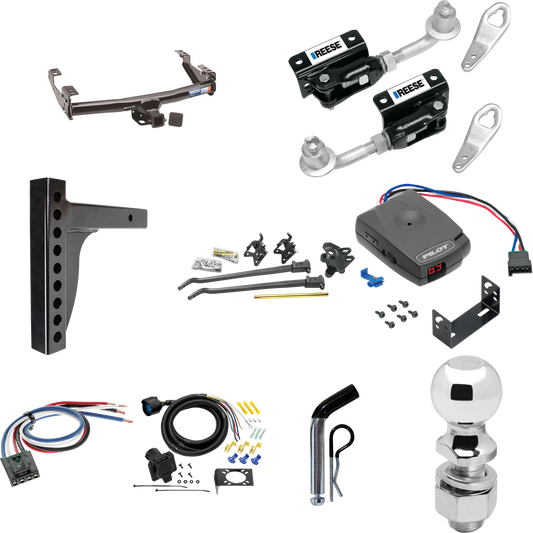 Fits 1988-2000 GMC K3500 Trailer Hitch Tow PKG w/ 12K Trunnion Bar Weight Distribution Hitch + Pin/Clip + Dual Cam Sway Control + 2-5/16" Ball + Pro Series Pilot Brake Control + Generic BC Wiring Adapter + 7-Way RV Wiring (For 2 Dr. Regular & Extende