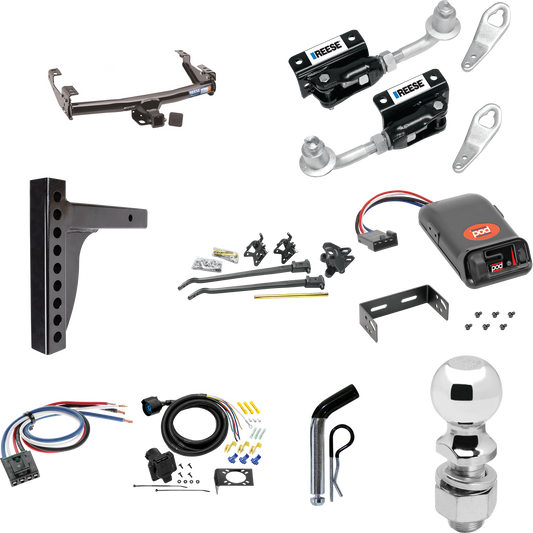 Fits 1995-2001 Dodge Ram 4000 Trailer Hitch Tow PKG w/ 12K Trunnion Bar Weight Distribution Hitch + Pin/Clip + Dual Cam Sway Control + 2-5/16" Ball + Pro Series POD Brake Control + Generic BC Wiring Adapter + 7-Way RV Wiring By Reese Towpower