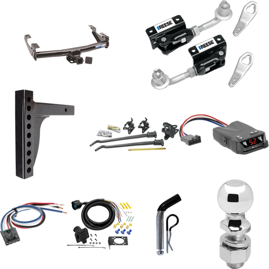 Fits 1988-1999 GMC K1500 Trailer Hitch Tow PKG w/ 12K Trunnion Bar Weight Distribution Hitch + Pin/Clip + Dual Cam Sway Control + 2-5/16" Ball + Tekonsha Brakeman IV Brake Control + Generic BC Wiring Adapter + 7-Way RV Wiring (For 2 Dr. Regular & Ext