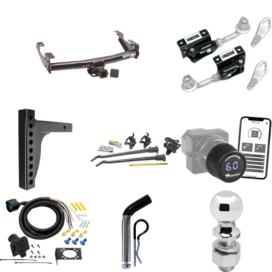 Fits 1988-1999 Chevrolet K1500 Trailer Hitch Tow PKG w/ 12K Trunnion Bar Weight Distribution Hitch + Pin/Clip + Dual Cam Sway Control + 2-5/16" Ball + Tekonsha Prodigy iD Bluetooth Wireless Brake Control + 7-Way RV Wiring (For 2 Dr. Regular & Extende