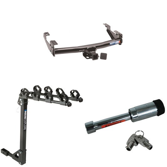 Se adapta al paquete de remolque con enganche para remolque Chevrolet K2500 1992-2000 con portabicicletas para 4 bicicletas + bloqueo de enganche (para modelos de 4 Dr. Crew Cab con cama de 8 pies) de Reese Towpower