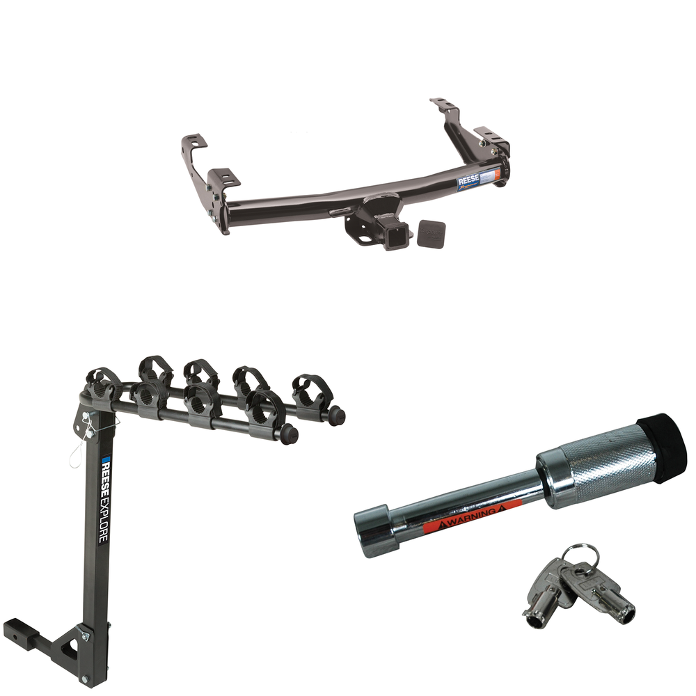 Se adapta al paquete de remolque con enganche para remolque Chevrolet K2500 1992-2000 con portabicicletas para 4 bicicletas + bloqueo de enganche (para modelos de 4 Dr. Crew Cab con cama de 8 pies) de Reese Towpower