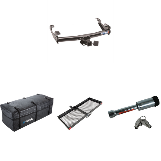 Fits 1999-2002 Chevrolet Silverado 2500 Trailer Hitch Tow PKG w/ 48" x 20" Cargo Carrier + Cargo Bag + Hitch Lock By Reese Towpower