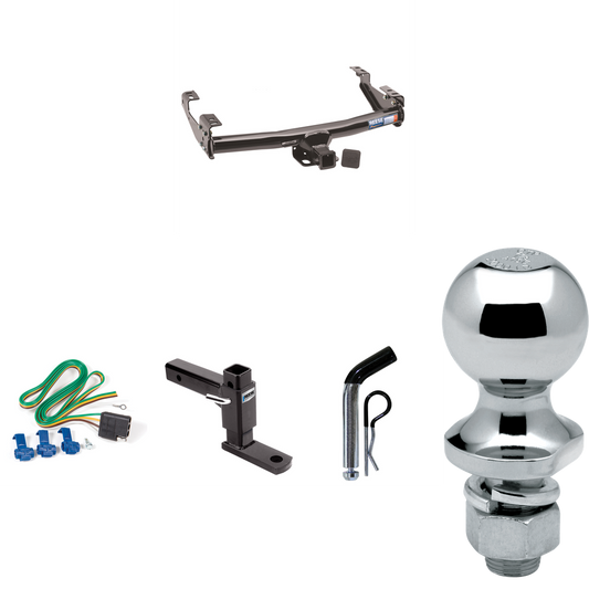 Fits 1999-2004 Ford F-250 Super Duty Trailer Hitch Tow PKG w/ 4-Flat Wiring + Adjustable Drop Rise Ball Mount + Pin/Clip + 1-7/8" Ball (Excludes: Cab & Chassis Models) By Reese Towpower