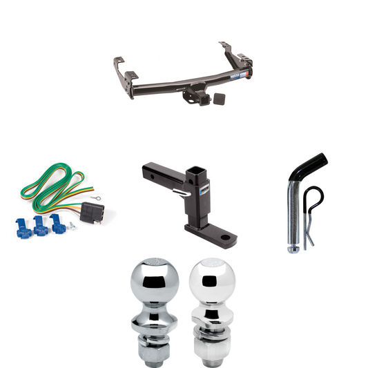 Fits 1992-2000 GMC C2500 Trailer Hitch Tow PKG w/ 4-Flat Wiring + Adjustable Drop Rise Ball Mount + Pin/Clip + 2" Ball + 1-7/8" Ball (For 4 Dr. Crew Cab w/8 ft. Bed Models) By Reese Towpower