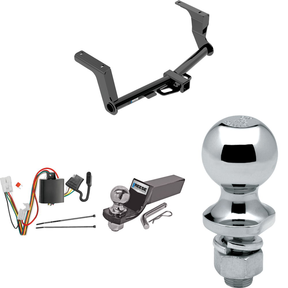 Fits 2013-2015 Subaru XV Crosstrek Trailer Hitch Tow PKG w/ 4-Flat Wiring + Starter Kit Ball Mount w/ 2" Drop & 2" Ball + 1-7/8" Ball (Excludes: Hybrid Models) By Reese Towpower