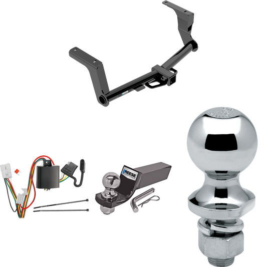 Fits 2013-2015 Subaru XV Crosstrek Trailer Hitch Tow PKG w/ 4-Flat Wiring + Starter Kit Ball Mount w/ 2" Drop & 2" Ball + 1-7/8" Ball (Excludes: Hybrid Models) By Reese Towpower