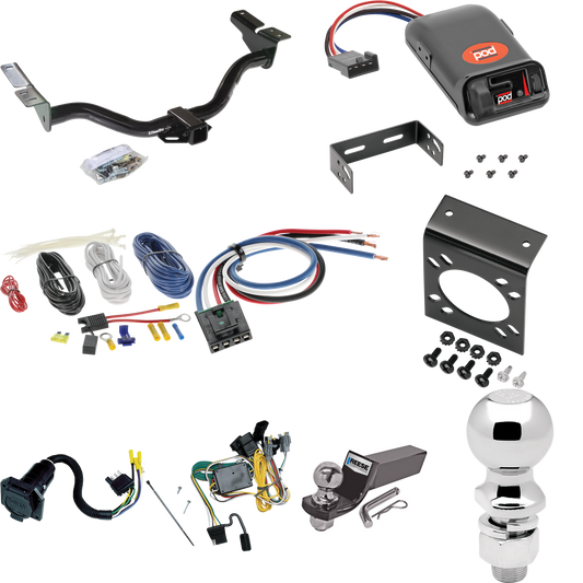 Se adapta al paquete de enganche de remolque Ford Escape 2001-2003 con control de freno POD serie Pro + adaptador de cableado BC genérico + cableado RV de 7 vías + soporte de bola y caída de 2" y 2-5/16" de Draw-Tite