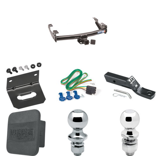 Fits 1975-1981 Dodge W300 Trailer Hitch Tow PKG w/ 4-Flat Wiring + Ball Mount w/ 2" Drop & 2" Ball + 1-7/8" Ball + Wiring Bracket + Hitch Cover By Reese Towpower