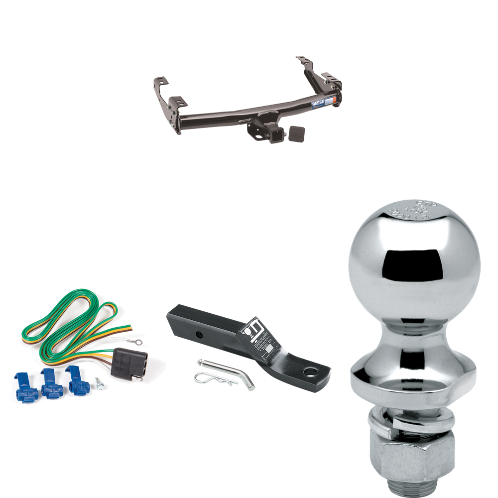 Fits 1994-1994 Dodge Ram 3500 Trailer Hitch Tow PKG w/ 4-Flat Wiring + Ball Mount w/ 2" Drop + 1-7/8" Ball By Reese Towpower