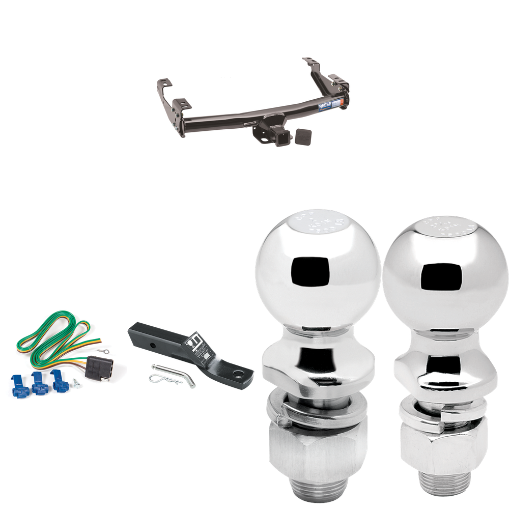 Fits 1999-2004 Ford F-350 Super Duty Trailer Hitch Tow PKG w/ 4-Flat Wiring + Ball Mount w/ 2" Drop + 2" Ball + 2-5/16" Ball (Excludes: Cab & Chassis Models) By Reese Towpower