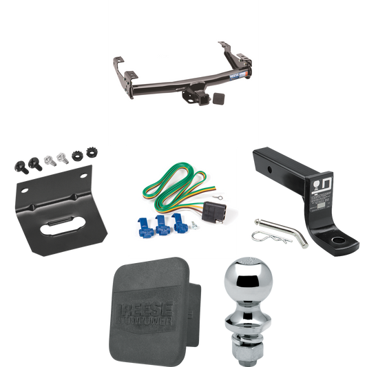 Fits 1999-2004 Ford F-250 Super Duty Trailer Hitch Tow PKG w/ 4-Flat Wiring + Ball Mount w/ 4" Drop + 1-7/8" Ball + Wiring Bracket + Hitch Cover (Excludes: Cab & Chassis Models) By Reese Towpower