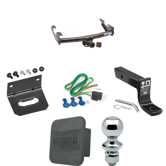 Fits 1975-1980 Dodge W200 Trailer Hitch Tow PKG w/ 4-Flat Wiring + Ball Mount w/ 4" Drop + 1-7/8" Ball + Wiring Bracket + Hitch Cover By Reese Towpower