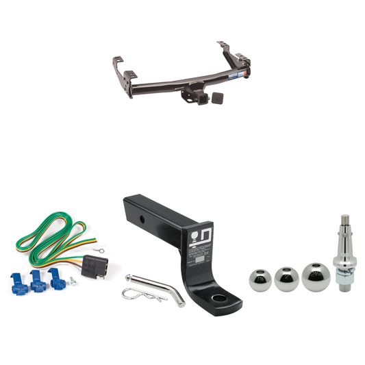 Fits 1977-1993 Dodge W150 Trailer Hitch Tow PKG w/ 4-Flat Wiring + Ball Mount w/ 4" Drop + Interchangeable Ball 1-7/8" & 2" & 2-5/16" By Reese Towpower