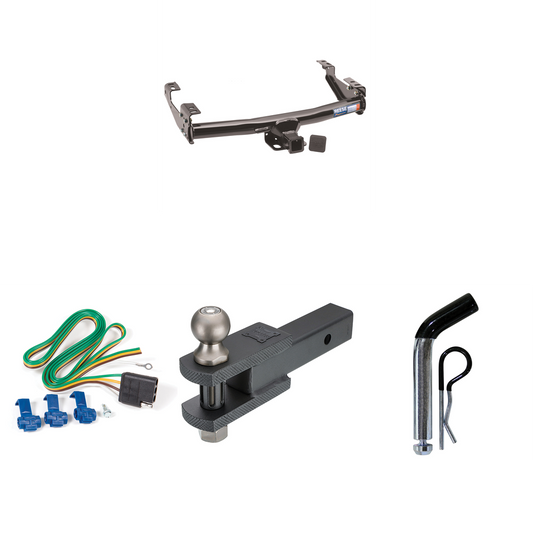 Fits 1988-1999 Chevrolet K1500 Trailer Hitch Tow PKG w/ 4-Flat Wiring + Clevis Hitch Ball Mount w/ 2" Ball + Pin/Clip (For 2 Dr. Regular & Extended Cabs w/8 ft. Bed Models) By Reese Towpower