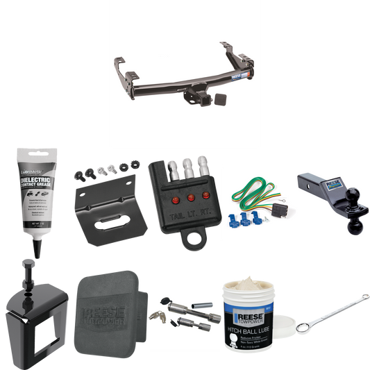 Fits 1992-2000 GMC K2500 Trailer Hitch Tow PKG w/ 4-Flat Wiring + Dual Ball Ball Mount 1-7/8" & 2" Trailer Balls + Wiring Bracket + Hitch Cover + Dual Hitch & Coupler Locks + Wiring Tester + Ball Lube + Electric Grease + Ball Wrench + Anti Rattle Dev