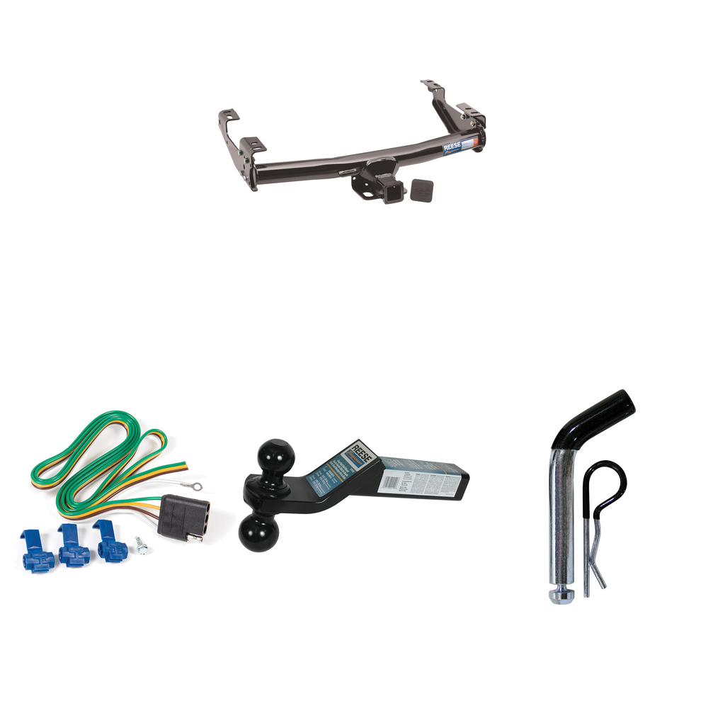 Fits 1988-1990 GMC C5000 Trailer Hitch Tow PKG w/ 4-Flat Wiring + Dual Ball Ball Mount 2" & 2-5/16" Trailer Balls + Pin/Clip (For 2 Dr. Regular & Extended Cabs w/6 ft. Bed Models) By Reese Towpower