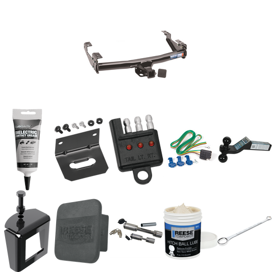 Fits 1988-1990 GMC C7000 Trailer Hitch Tow PKG w/ 4-Flat Wiring + Dual Ball Ball Mount 2" & 2-5/16" Trailer Balls + Wiring Bracket + Hitch Cover + Dual Hitch & Coupler Locks + Wiring Tester + Ball Lube + Electric Grease + Ball Wrench + Anti Rattle De