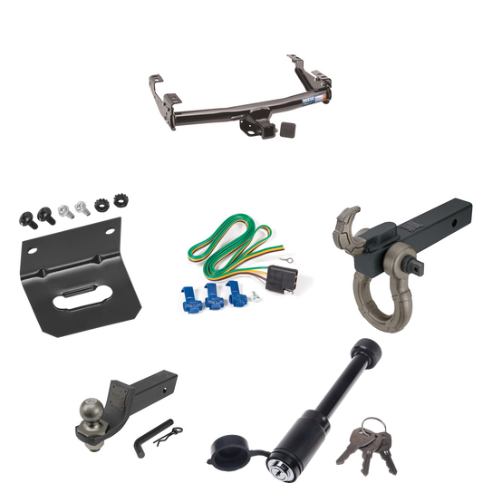 Fits 1992-1999 GMC C1500 Trailer Hitch Tow PKG w/ 4-Flat Wiring + Interlock Tactical Starter Kit w/ 2" Drop & 2" Ball + Tactical Hook & Shackle Mount + Tactical Dogbone Lock + Wiring Bracket (For 4 Dr. Crew Cab w/8 ft. Bed Models) By Reese Towpower