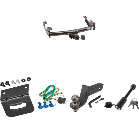 Fits 1988-2000 GMC C2500 Trailer Hitch Tow PKG w/ 4-Flat Wiring + Interlock Tactical Starter Kit w/ 3-1/4" Drop & 2" Ball + Tactical Dogbone Lock + Wiring Bracket (For 2 Dr. Regular & Extended Cabs w/6 ft. Bed Models) By Reese Towpower