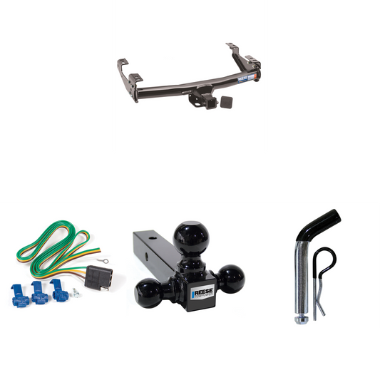 Fits 1973-1979 Ford F-100 Trailer Hitch Tow PKG w/ 4-Flat Wiring + Triple Ball Ball Mount 1-7/8" & 2" & 2-5/16" Trailer Balls + Pin/Clip By Reese Towpower