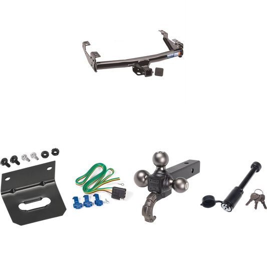 Fits 1994-1994 Dodge Ram 3500 Trailer Hitch Tow PKG w/ 4-Flat Wiring + Tactical Triple Ball Ball Mount 1-7/8" & 2" & 2-5/16" Balls & Tow Hook + Tactical Dogbone Lock + Wiring Bracket By Reese Towpower