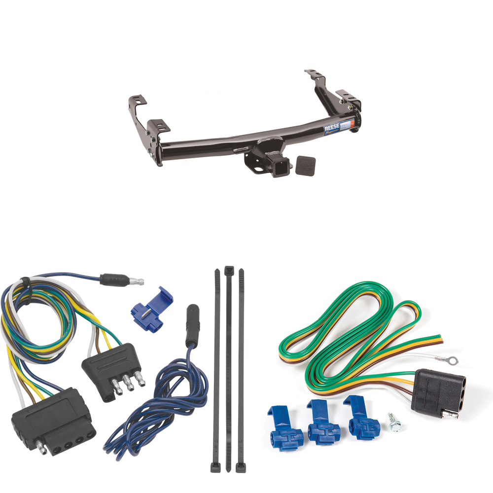 Fits 1992-2000 GMC C2500 Trailer Hitch Tow PKG w/ 5-Flat Wiring Harness (For 4 Dr. Crew Cab w/8 ft. Bed Models) By Reese Towpower