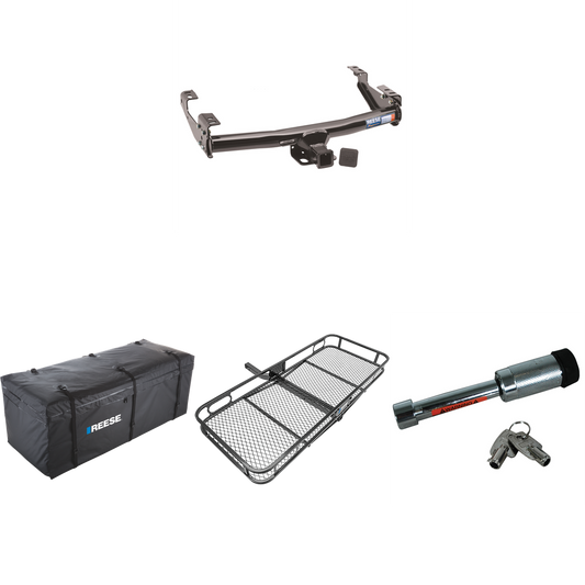 Fits 1975-1980 Dodge W200 Trailer Hitch Tow PKG w/ 60" x 24" Cargo Carrier + Cargo Bag + Hitch Lock By Reese Towpower