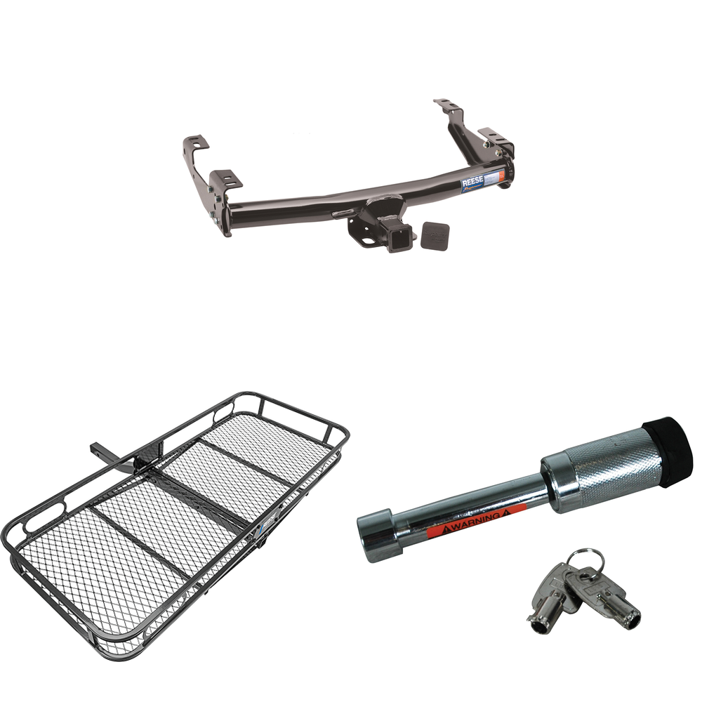 Fits 1978-1981 Dodge D450 Trailer Hitch Tow PKG w/ 60" x 24" Cargo Carrier + Hitch Lock By Reese Towpower