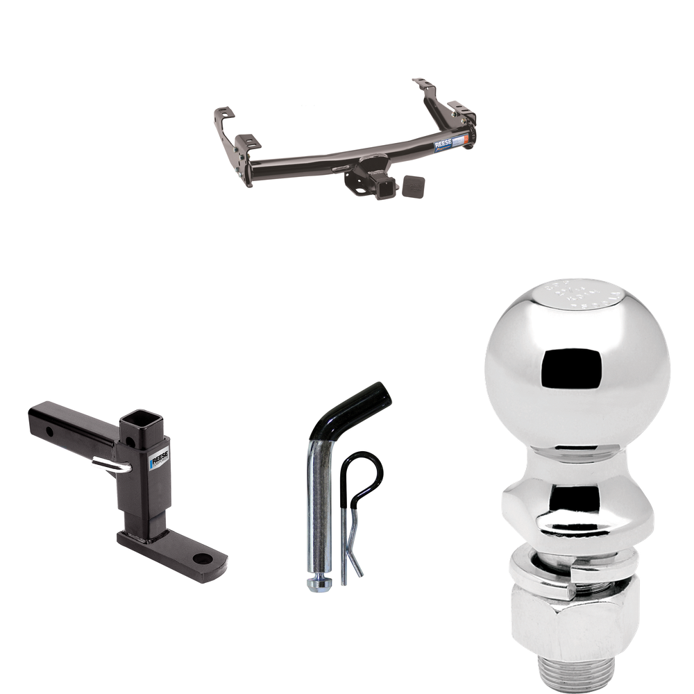 Fits 1999-2004 Ford F-250 Super Duty Trailer Hitch Tow PKG w/ Adjustable Drop Rise Ball Mount + Pin/Clip + 2-5/16" Ball (Excludes: Cab & Chassis Models) By Reese Towpower