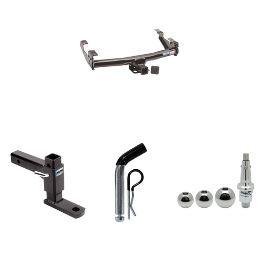 Fits 1994-2001 Dodge Ram 1500 Trailer Hitch Tow PKG w/ Adjustable Drop Rise Ball Mount + Pin/Clip + Inerchangeable 1-7/8" & 2" & 2-5/16" Balls By Reese Towpower