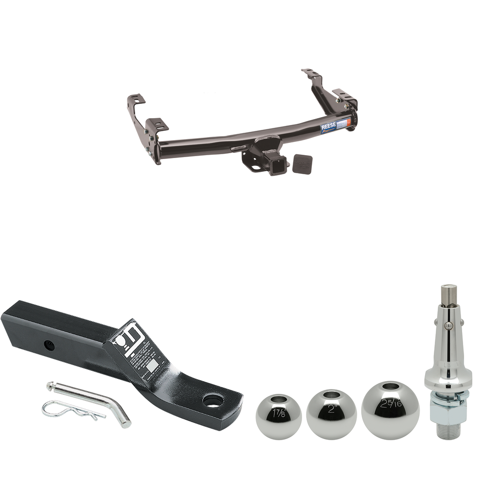 Fits 1988-2000 GMC C3500 Trailer Hitch Tow PKG w/ Ball Mount w/ 2" Drop + Interchangeable Ball 1-7/8" & 2" & 2-5/16" (For 2 Dr. Regular & Extended Cabs w/8 ft. Bed Models) By Reese Towpower