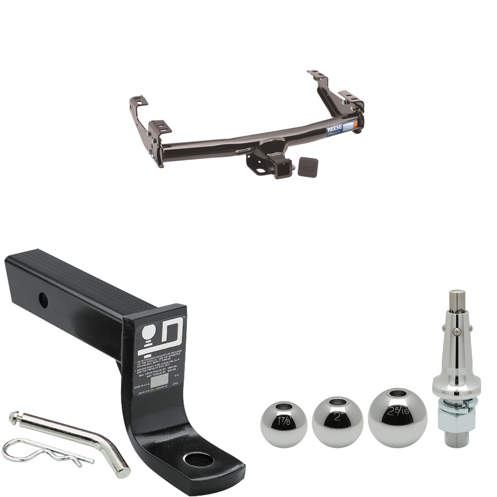 Fits 1992-2000 Chevrolet K2500 Trailer Hitch Tow PKG w/ Ball Mount w/ 4" Drop + Interchangeable Ball 1-7/8" & 2" & 2-5/16" (For 4 Dr. Crew Cab w/8 ft. Bed Models) By Reese Towpower