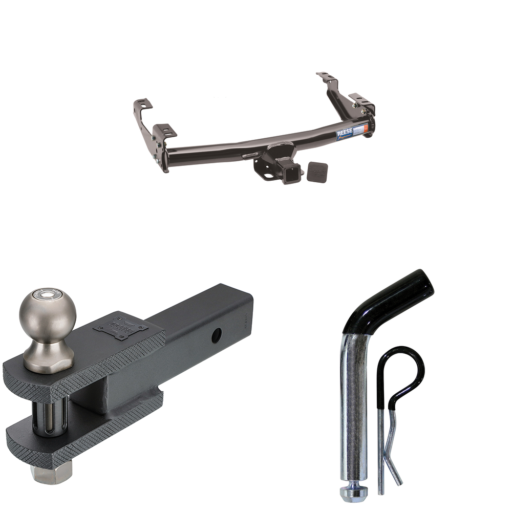 Fits 1988-2000 Chevrolet C15 Trailer Hitch Tow PKG w/ Clevis Hitch Ball Mount w/ 2" Ball + Pin/Clip (For 2 Dr. Regular & Extended Cabs w/8 ft. Bed Models) By Reese Towpower