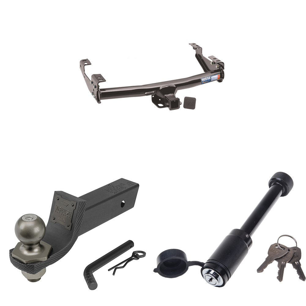 Fits 1988-2000 Chevrolet C35 Trailer Hitch Tow PKG + Interlock Tactical Starter Kit w/ 2" Drop & 2" Ball + Tactical Dogbone Lock (For 2 Dr. Regular & Extended Cabs w/6 ft. Bed Models) By Reese Towpower