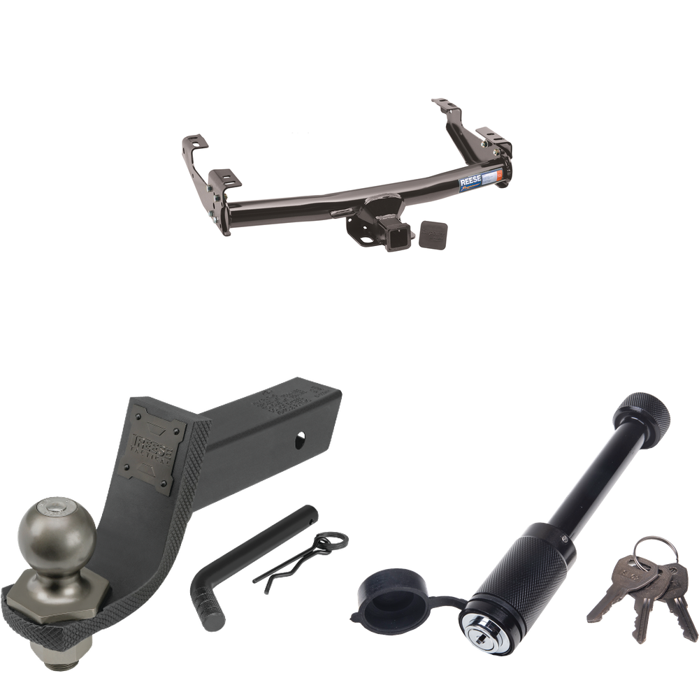 Fits 1992-2000 Chevrolet K2500 Trailer Hitch Tow PKG + Interlock Tactical Starter Kit w/ 3-1/4" Drop & 2" Ball + Tactical Dogbone Lock (For 4 Dr. Crew Cab w/8 ft. Bed Models) By Reese Towpower