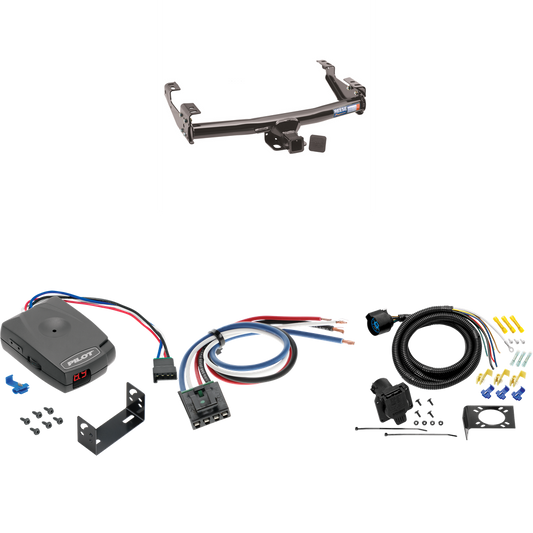 Fits 1988-2000 Chevrolet C15 Trailer Hitch Tow PKG w/ Pro Series Pilot Brake Control + Generic BC Wiring Adapter + 7-Way RV Wiring (For 2 Dr. Regular & Extended Cabs w/6 ft. Bed Models) By Reese Towpower